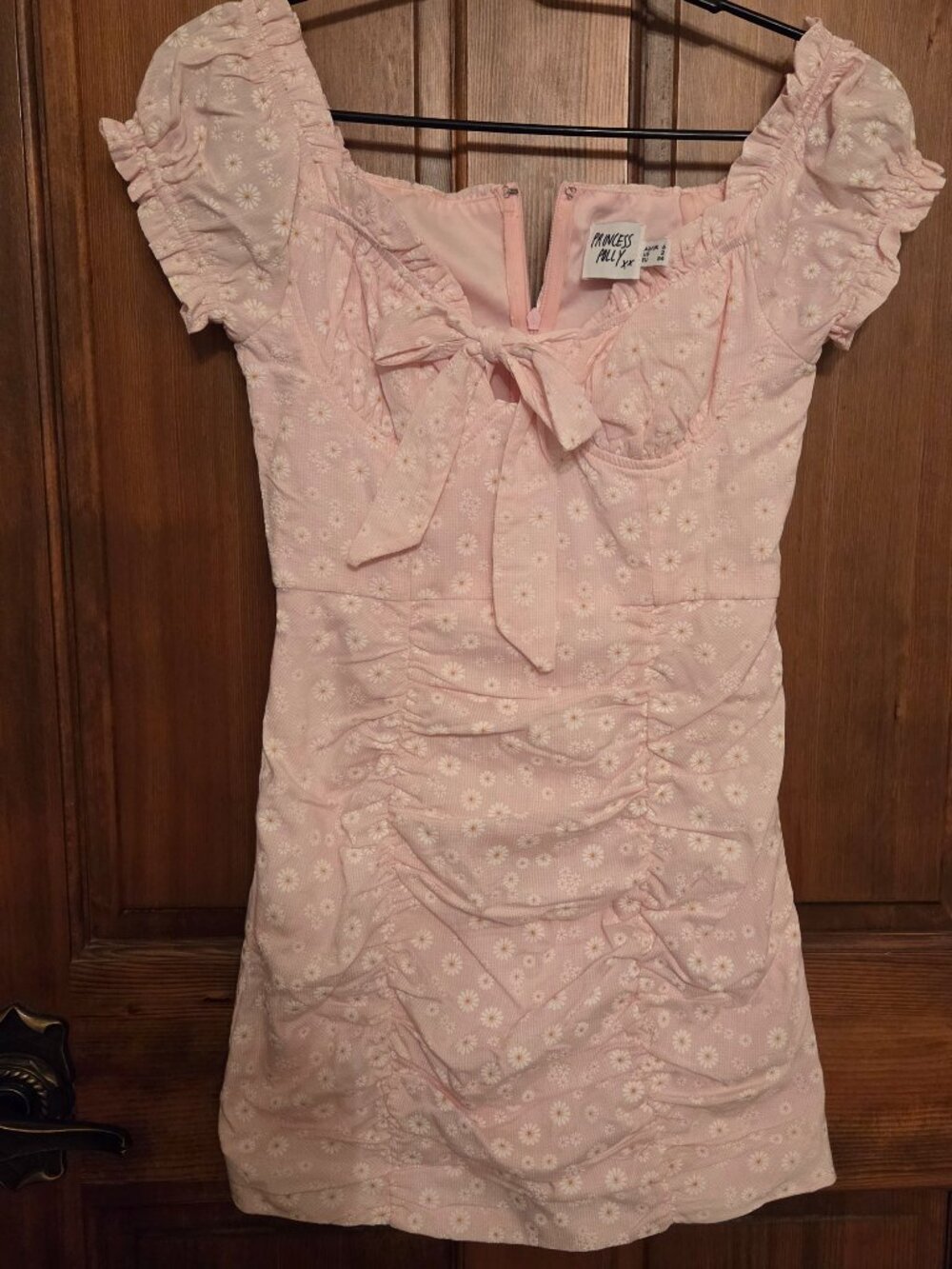 Princess Polly Pink Floral Ruched Mini Dress- Size 2